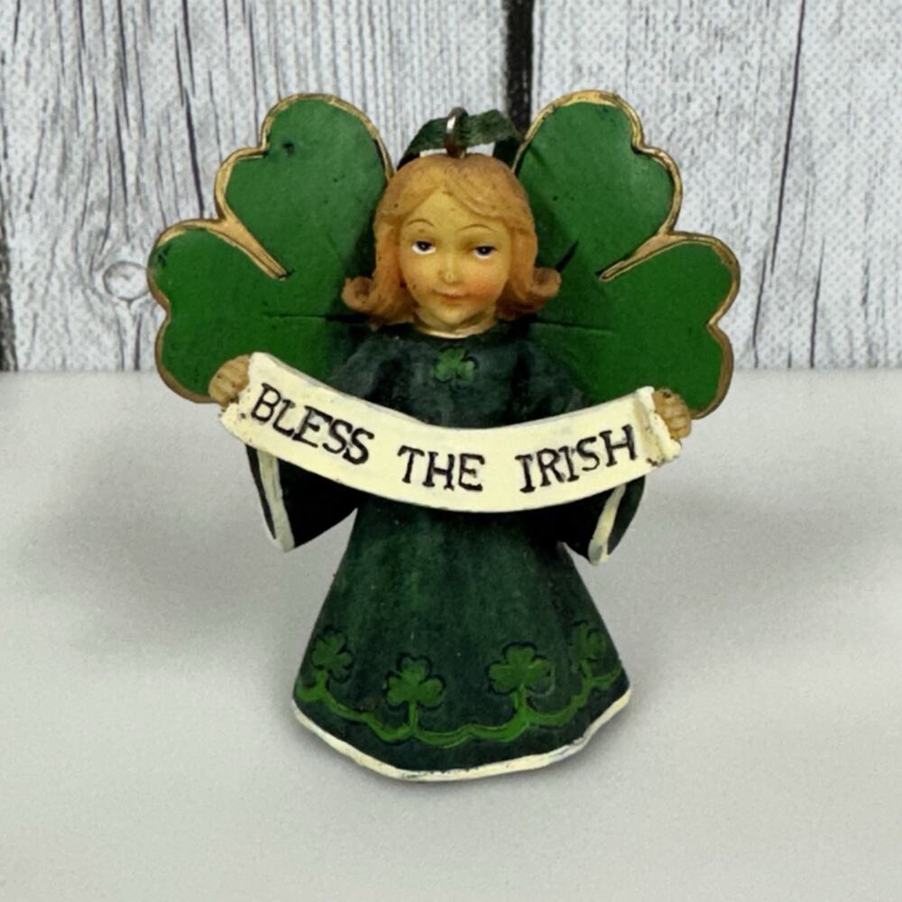 Vtg Bless The Irish Girl Angel Ornament Holiday Christmas, St. Patrick’s Day ￼